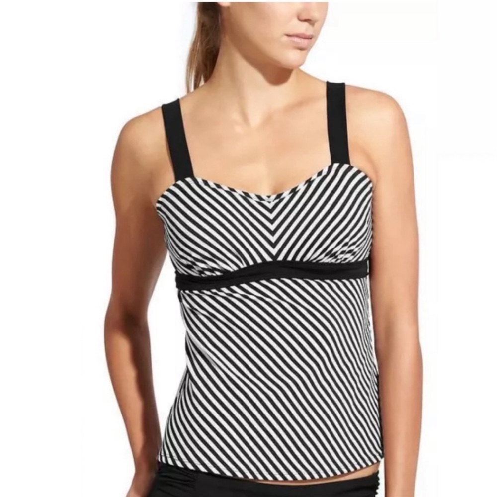 Athleta Slash stripe bra sized swim top 36b/c